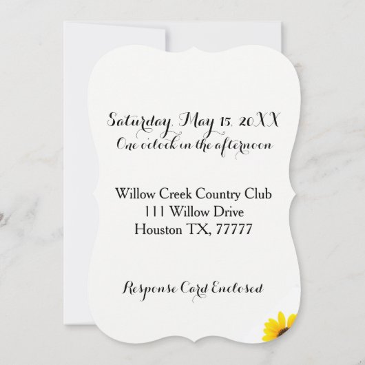 Sunny Sunflower Uitnodiging (Achterkant)