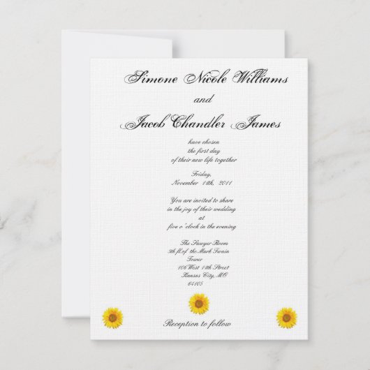 Sunny Sunflower Wedding Uitnodiging (Voorkant)