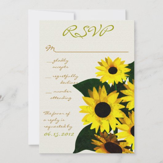 Sunny Sunflowers -rsvp kaarten (Voorkant)