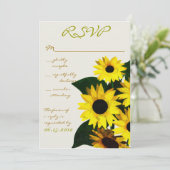 Sunny Sunflowers -rsvp kaarten (Staand voorkant)