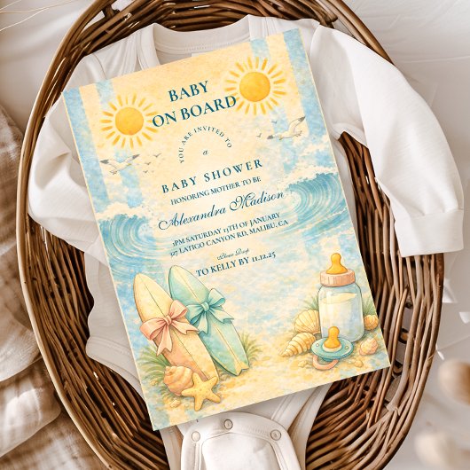 Sunny Surf Vibes Baby Shower Kaart