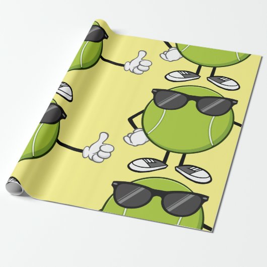 Sunny Tennis Ball Cadeaupapier (Uitgerold)