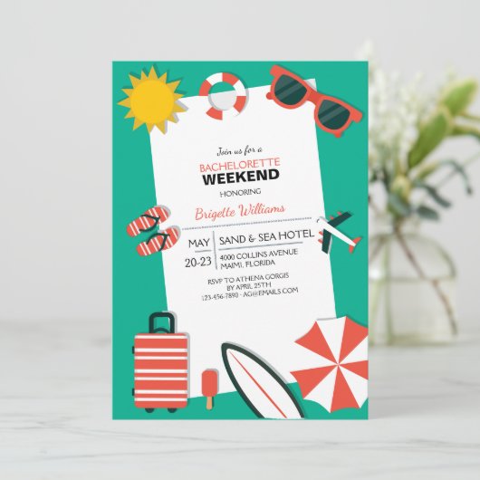 Sunny Travels Uitnodiging (Staand voorkant)