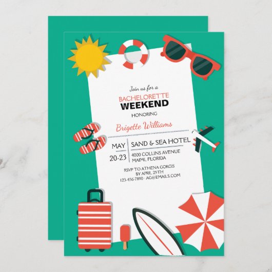 Sunny Travels Uitnodiging (Voorkant / Achterkant)