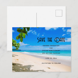 Sunny Tropical Beach Foto Save the Date Uitnodiging Briefkaart