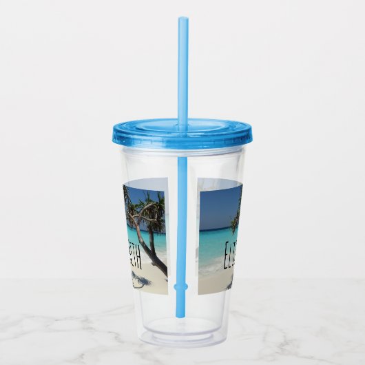 Sunny Tropical Beach Ocean Paradise Acryl Drinkbeker (Rechts)