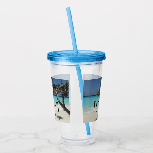 Sunny Tropical Beach Ocean Paradise Acryl Drinkbeker (Links)