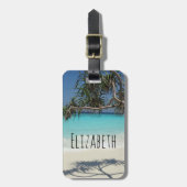 Sunny Tropical Beach Ocean Paradise Bagagelabel (Voorkant verticaal)