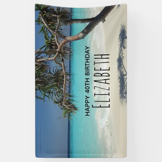 Sunny Tropical Beach Ocean Paradise Birthday Spandoek (Verticaal)