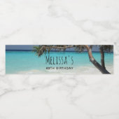 Sunny Tropical Beach Ocean Paradise Birthday Waterfles Etiket (Enkel label)