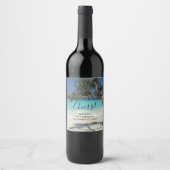 Sunny Tropical Beach Ocean Paradise Birthday Wijn Etiket (Voorkant)