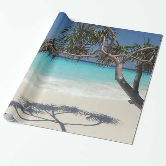 Sunny Tropical Beach Ocean Paradise Cadeaupapier (Uitgerold)