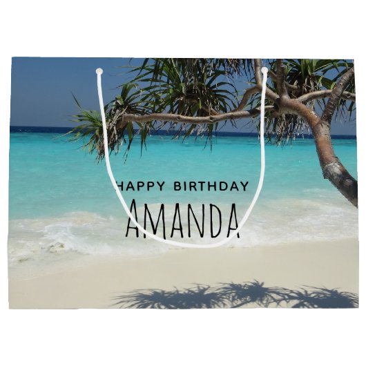 Sunny Tropical Beach Ocean Paradise Groot Cadeauzakje (Achterkant)