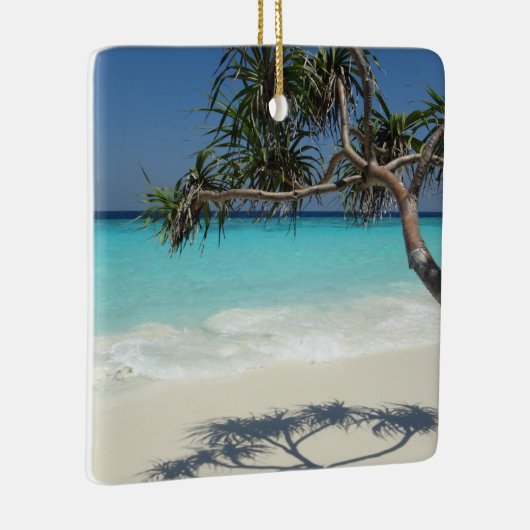 Sunny Tropical Beach Ocean Paradise Keramisch Ornament (Rechts)