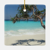 Sunny Tropical Beach Ocean Paradise Keramisch Ornament (Achterkant)