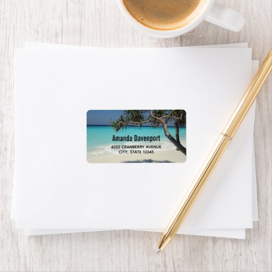 Sunny Tropical Beach Ocean Paradise Label (Insitu)