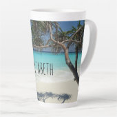 Sunny Tropical Beach Ocean Paradise Latte Mok (Rechterhoek)