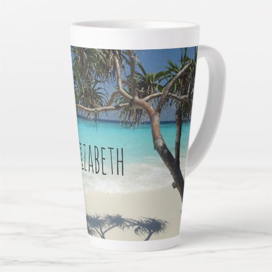 Sunny Tropical Beach Ocean Paradise Latte Mok (Rechterhoek)