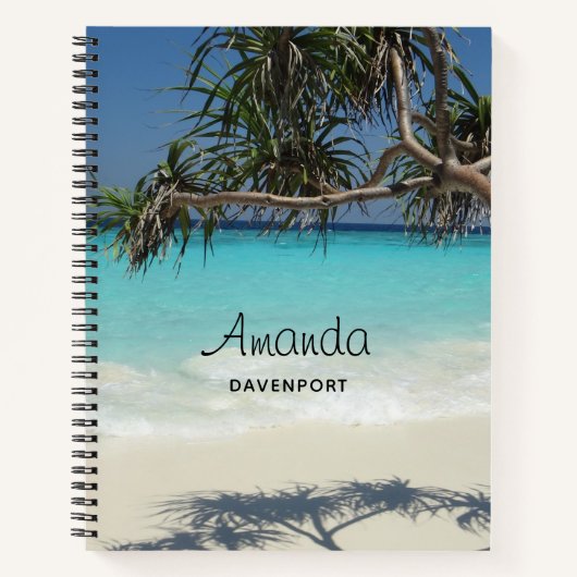 Sunny Tropical Beach Ocean Paradise Notitieboek (Voorkant)