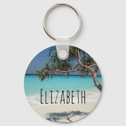 Sunny Tropical Beach Ocean Paradise Sleutelhanger (Voorkant)