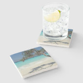 Sunny Tropical Beach Ocean Paradise Stenen Onderzetter (Zijkant)