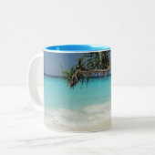 Sunny Tropical Beach Ocean Paradise Tweekleurige Koffiemok (Voorkant links)