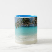 Sunny Tropical Beach Ocean Paradise Tweekleurige Koffiemok (Center)