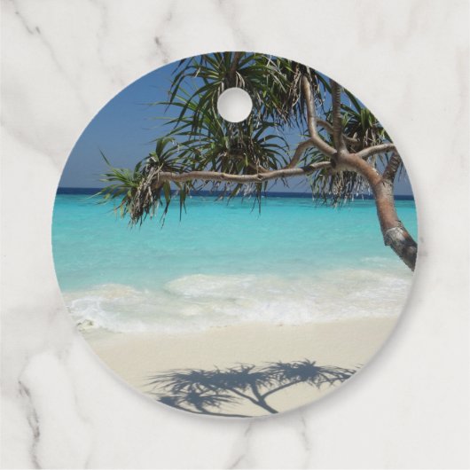 Sunny Tropical Beach Ocean Paradise Wedding Bedankjes Labels (Achterkant)