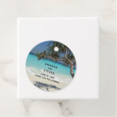 Sunny Tropical Beach Ocean Paradise Wedding Bedankjes Labels (In situ)
