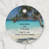 Sunny Tropical Beach Ocean Paradise Wedding Bedankjes Labels (Voorkant)