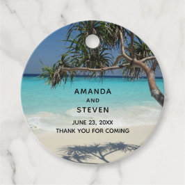 Sunny Tropical Beach Ocean Paradise Wedding Bedankjes Labels