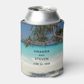 Sunny Tropical Beach Ocean Paradise Wedding Blikjeskoeler (Blikje Voorkant)