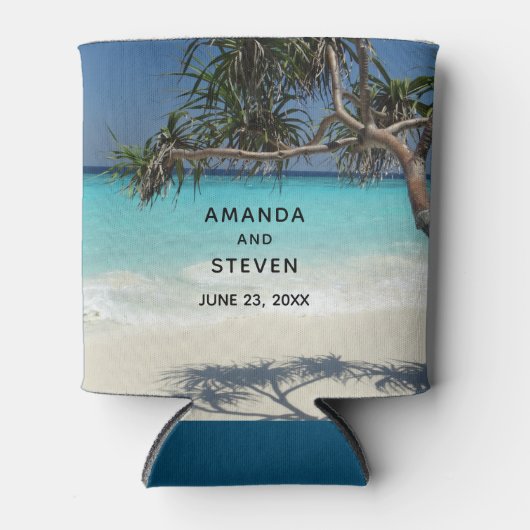 Sunny Tropical Beach Ocean Paradise Wedding Blikjeskoeler (Voorkant)