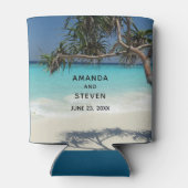 Sunny Tropical Beach Ocean Paradise Wedding Blikjeskoeler (Achterkant)