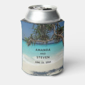 Sunny Tropical Beach Ocean Paradise Wedding Blikjeskoeler (Blikje Achterkant)