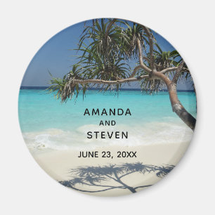 Sunny Tropical Beach Ocean Paradise Wedding Magneet