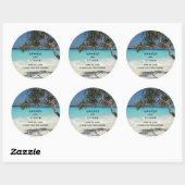 Sunny Tropical Beach Ocean Paradise Wedding Ronde Sticker (Vel)