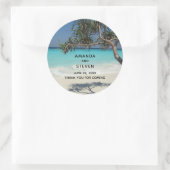 Sunny Tropical Beach Ocean Paradise Wedding Ronde Sticker (Tas)