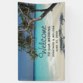 Sunny Tropical Beach Ocean Paradise Wedding Spandoek (Verticaal)