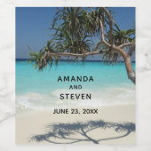 Sunny Tropical Beach Ocean Paradise Wedding Wijn Etiket (Enkel label)