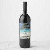 Sunny Tropical Beach Ocean Paradise Wedding Wijn Etiket (Voorkant)