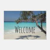 Sunny Tropical Beach Ocean Paradise Welkom Deurmat (Voorkant)