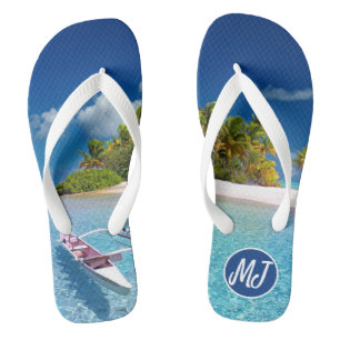 Sunny Tropical Beach & Sand Monogram Teenslippers