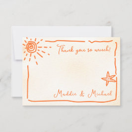 Sunny Tropical Hand getrokken Dank u Nota kaart