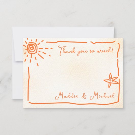 Sunny Tropical Hand getrokken Dank u Nota kaart (Voorkant)