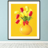 Sunny Tulip Arrangement in Retro stijl Canvas Afdruk (Insitu (Houten vloer))