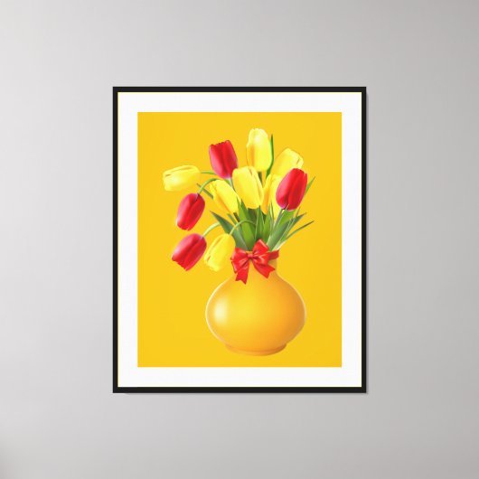Sunny Tulip Arrangement in Retro stijl Canvas Afdruk (Voorkant)