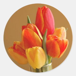 Sunny Tulips Ronde Sticker
