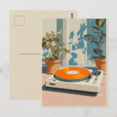 Sunny Turntable with Orange Vinyl Briefkaart (Voorkant / Achterkant)