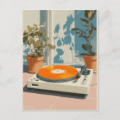 Sunny Turntable with Orange Vinyl Briefkaart (Voorkant)
